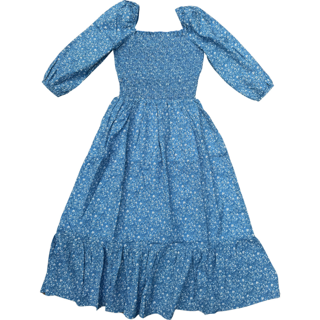 Women's Claire Floral Print Lined Smocked Skirt Dress, Navy - Dresses - 1