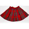 Tartan Plaid Bow Tie Waist Pleat Skirt, Red - Skirts - 2