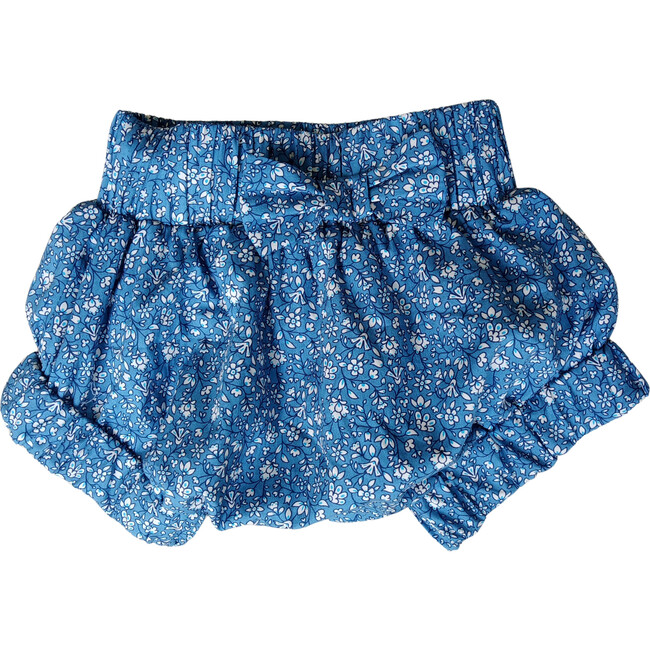 Baby Girls Claire Floral Print Bow Front Elastic Waist Bloomers, Blue