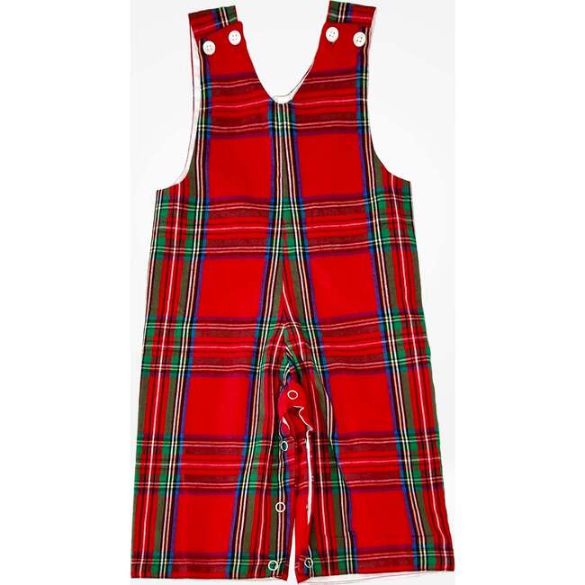 Baby Boys Tartan Plaid Long Sleeve Snap Button Longall, Red - Overalls - 1