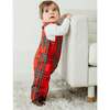 Baby Boys Tartan Plaid Long Sleeve Snap Button Longall, Red - Overalls - 2