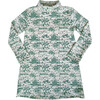 Autumn Toile Turtleneck Long Sleeve Dress, Green & White - Dresses - 1 - thumbnail