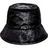 Women's Yuki Metallic Velvet Logo Plate Bucket Hat, Black - Hats - 1 - thumbnail