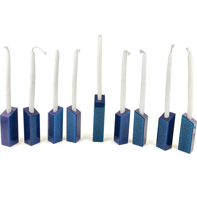 Blue Sparkle Leah Modular Hanukkah Menorah