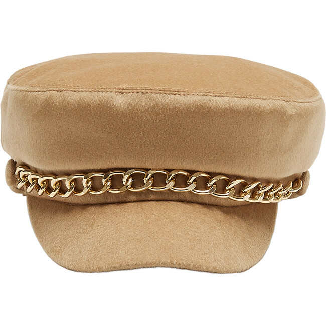 Women's Marina Cashmere Chained Marine Cap, Camel & Gold