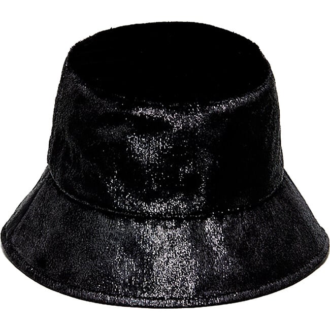 Women's Yuki Metallic Velvet Logo Plate Bucket Hat, Black - Hats - 3