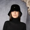 Women's Yuki Metallic Velvet Logo Plate Bucket Hat, Black - Hats - 4