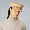 Women's Marina Cashmere Chained Marine Cap, Camel & Gold - Hats - 5