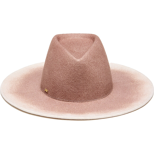 Women's Harlowe Logo Plate Gradient Wide Brim Fedora, Fawn & Ivory