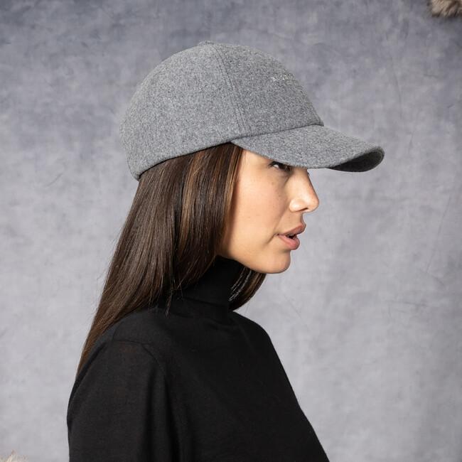 Women's Lo Embroidered Logo Baseball Cap, Grey - Hats - 5