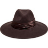 Women's Emmanuelle Satin Ruched Band Wide Brim Fedora, Espresso - Hats - 1 - thumbnail