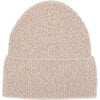 Women's Frances Cashmere Rib Knit Logo Plate Beanie, Oatmeal & Gold - Hats - 1 - thumbnail