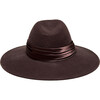 Women's Emmanuelle Satin Ruched Band Wide Brim Fedora, Espresso - Hats - 3