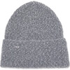 Women's Frances Cashmere Rib Knit Logo Plate Beanie, Grey & Gunmetal - Headbands - 1 - thumbnail