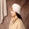 Women's Yuki Logo Plate Patchwork Bucket Hat, Cream. Beige & Camel - Hats - 6