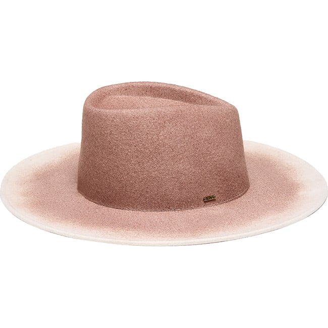 Women's Harlowe Logo Plate Gradient Wide Brim Fedora, Fawn & Ivory - Hats - 3