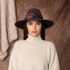 Women's Emmanuelle Satin Ruched Band Wide Brim Fedora, Espresso - Hats - 4