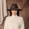 Women's Emmanuelle Satin Ruched Band Wide Brim Fedora, Espresso - Hats - 7