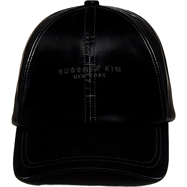 Women's Lo Embroidered Logo Sharkskin Baseball Cap, Black