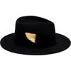 Women's Blaine Top-Dip Gradient Feather Fedora, Black & Gold - Hats - 3