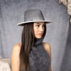 Women's Blaine Logo Plate Gradient Brim Fedora, Grey, Silver & Gunmetal - Hats - 8