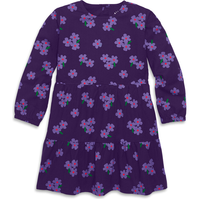 Tiered Dress In Violets, Grape Violets