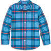 Long Sleeve Flannel Plaid Button Down, Cornflower Clementine Plaid - Button Downs - 1 - thumbnail