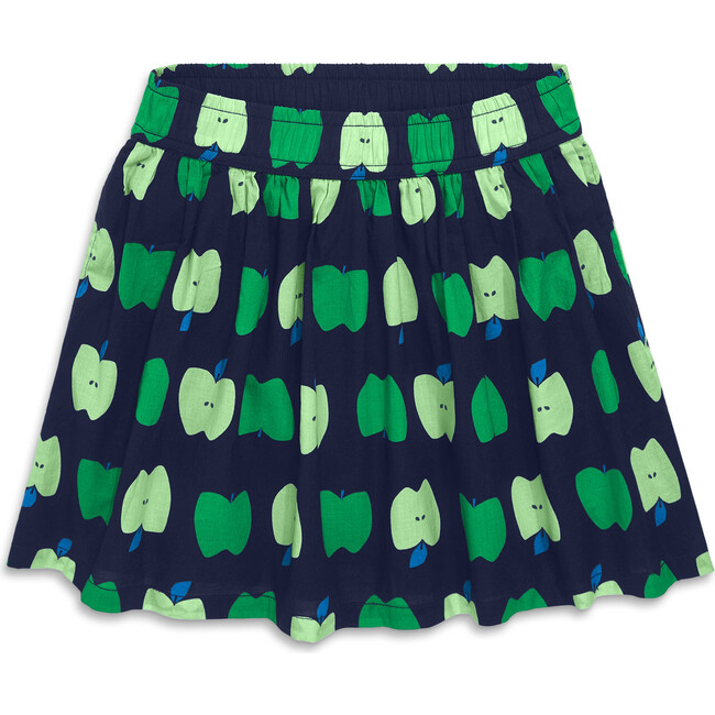 Pull-On Pocket Skirt In Apple Orchard, Navy Green Apples