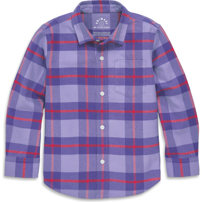 Long Sleeve Flannel Plaid Button Down, Iris Lollipop Plaid