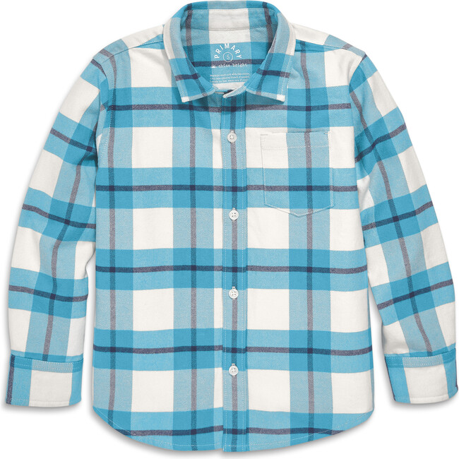 Long Sleeve Flannel Plaid Button Down, Ivory Storm Plaid