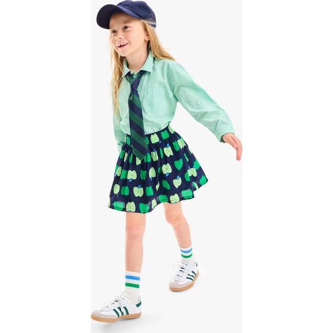 Pull-On Pocket Skirt In Apple Orchard, Navy Green Apples - Skirts - 2