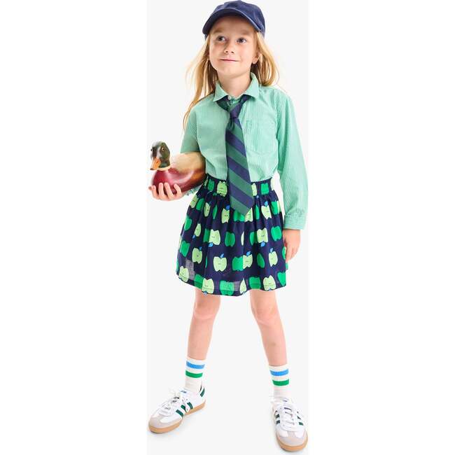 Pull-On Pocket Skirt In Apple Orchard, Navy Green Apples - Skirts - 3