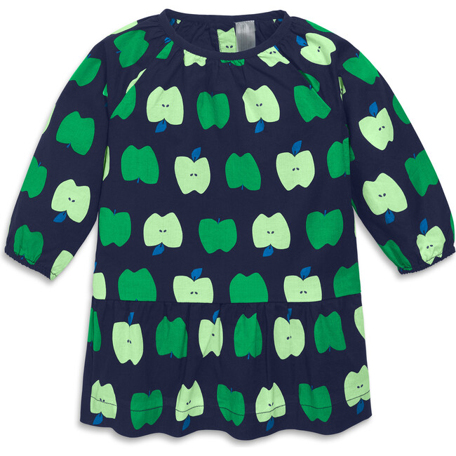 Baby Popover Dress In Apple Orchard, Navy Green Apples