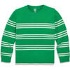 Crewneck Sweater In Stripe, Green Apple Ivory Stripe - Sweaters - 1 - thumbnail