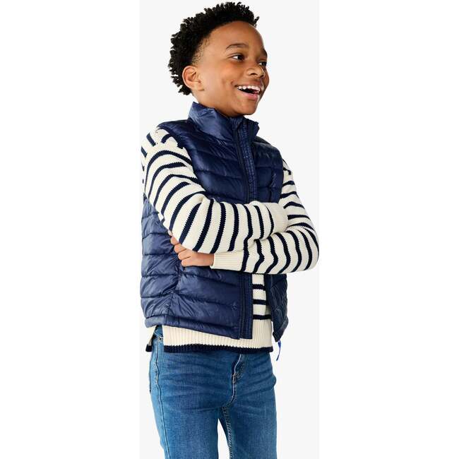 Kids Lightweight Puffer Vest, Navy - Vests - 3