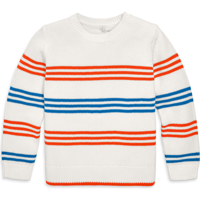 Crewneck Sweater In Stripe, Pumpkin Blueberry Stripe