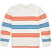 Crewneck Sweater In Stripe, Pumpkin Blueberry Stripe - Sweaters - 1 - thumbnail