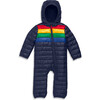 Baby Lightweight Puffer Suit In Rainbow Stripe, Navy Bold Rainbow - Snowsuits - 1 - thumbnail