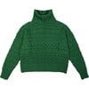 Women's Cable Knit Ribbed Turtle Neck Relaxed Fit Sweater, Bright Green - Sweaters - 1 - thumbnail