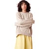 Women's Oversized Cable Knit Ribbed Trim Sweater, Natural Speckle - Sweaters - 3