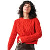 Women's Bubble Mini Pom Poms & Zig Zag Knit Boxy Fit Sweater, Red - Sweaters - 2