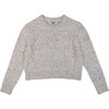 Women's Bubble Mini Pom Poms & Zig Zag Knit Boxy Fit Sweater, Natural Speckle - Sweaters - 1 - thumbnail