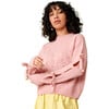 Women's Bow Self-Tie Cut-Out Sleeve Ribbed Trim Sweater, Light Pink - Sweaters - 1 - thumbnail