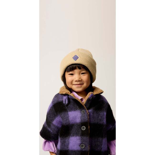 Organic Sunday Double Layered Waffle Knit Beanie, Beige - Hats - 2