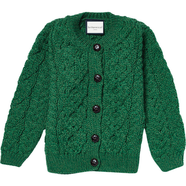 Hampstead Merino Hand-Crafted Long Sleeve Cardigan, Intelligence Green