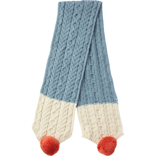 Finchley Merino Hand-Crafted Bobble Scarf, Sky Blue