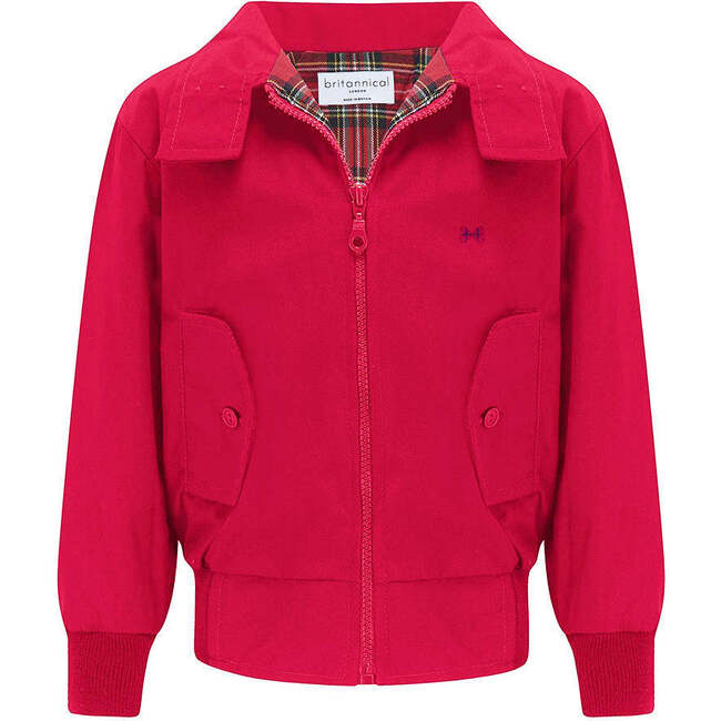 Carnaby Button-Up Neck Pocket Bomber Jacket, Pillar Box Red