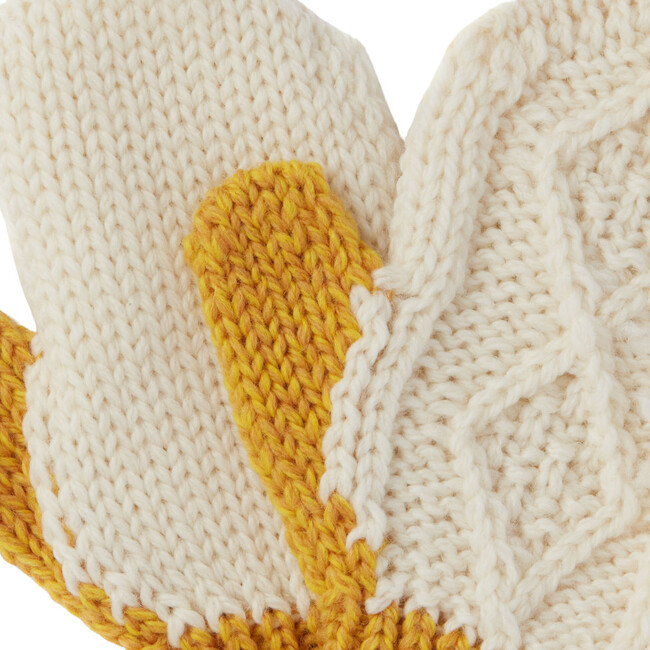 Finchley Merino Hand-Crafted Cable-Knit Mittens, Mustard - Gloves - 3