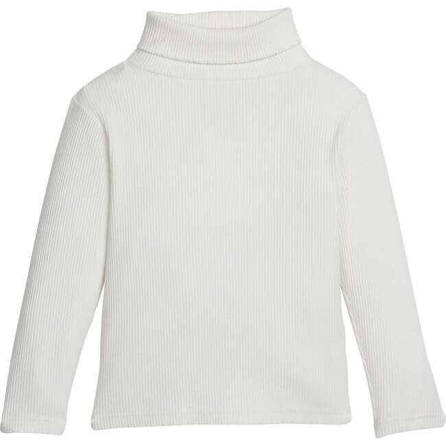 Stretchy Ribbed Long Sleeve Turtleneck Sweatshirt, Ivory