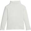 Stretchy Ribbed Long Sleeve Turtleneck Sweatshirt, Ivory - Sweatshirts - 1 - thumbnail